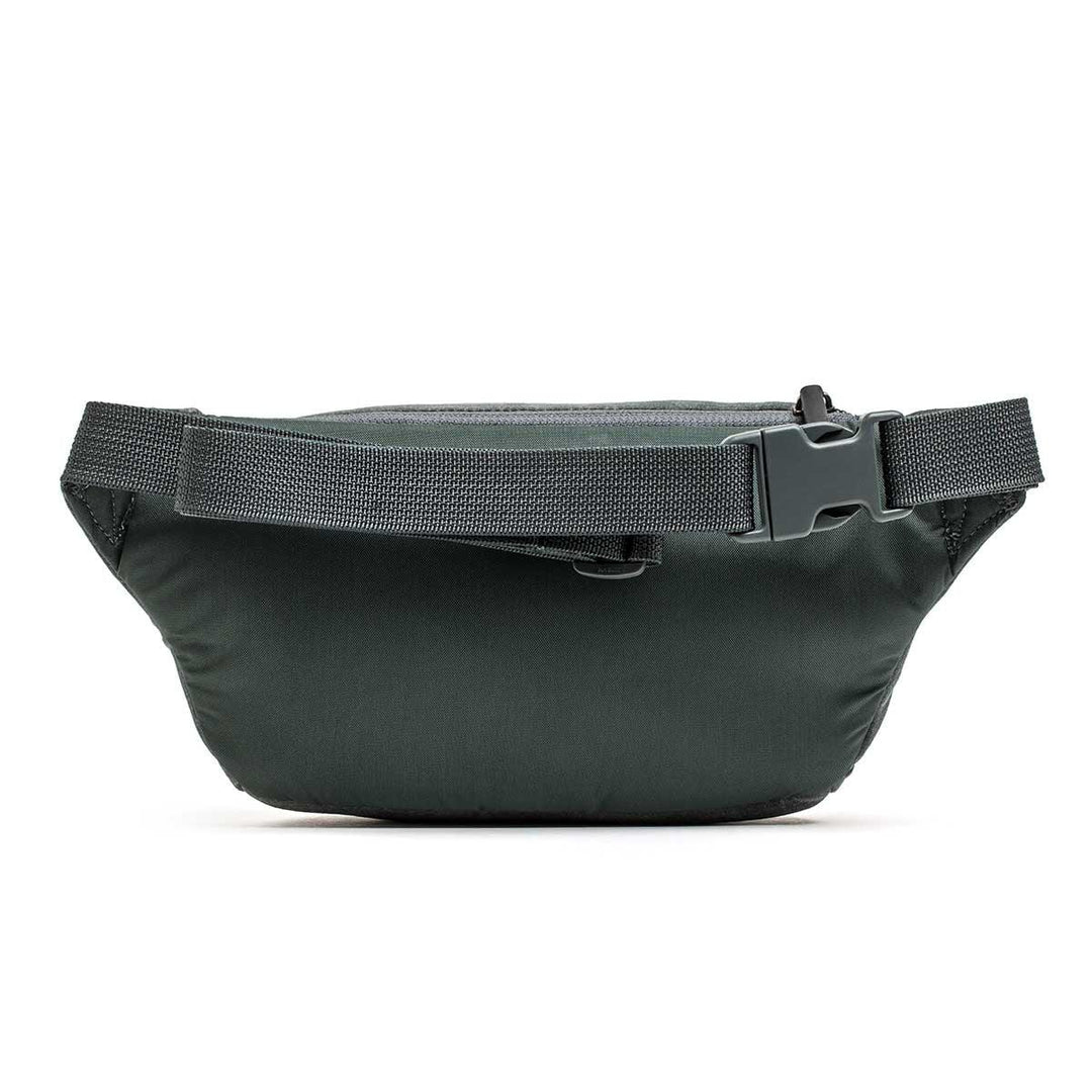 GORUCK tactical fanny pack in slate waxed canvas with adjustable strap and buckle