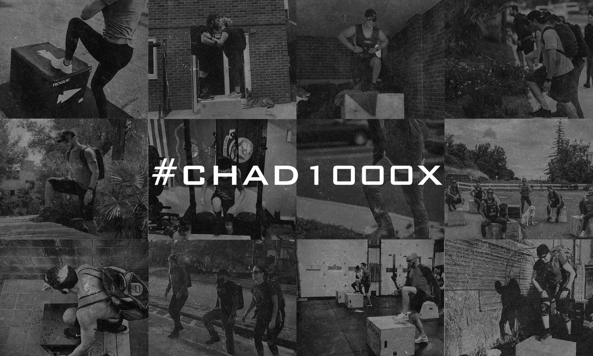 Collage of people exercising and stepping on boxes with CHAD1000X in bold text across the center.