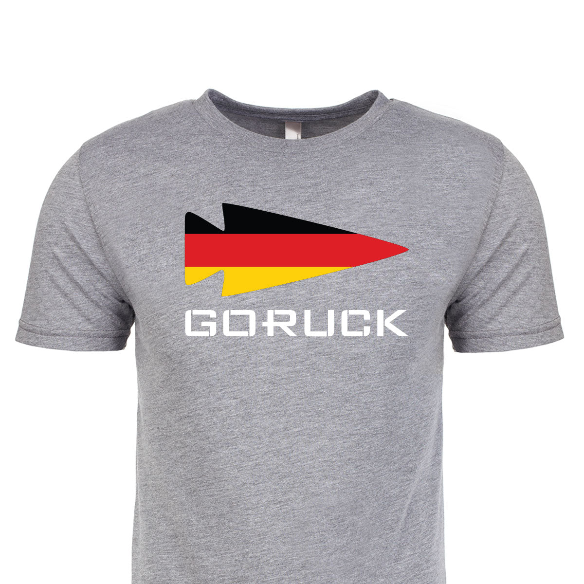 Rep Your Country t-shirt by GORUCK EU, showcasing a German flag arrow design and bold white 
