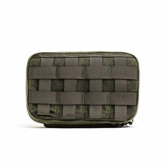 Compact olive green tactical pouch featuring front MOLLE webbing, photographed on a white background—perfect for use with your GORUCK GR1 Heritage ruck or as a companion to the GORUCK GR1 Field Pocket - Waxed Canvas.