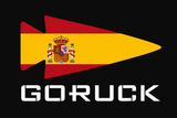 A GORUCK Patch - Spain featuring a spearhead with the Spanish flag and coat of arms above bold white “GORUCK” text on a black background.