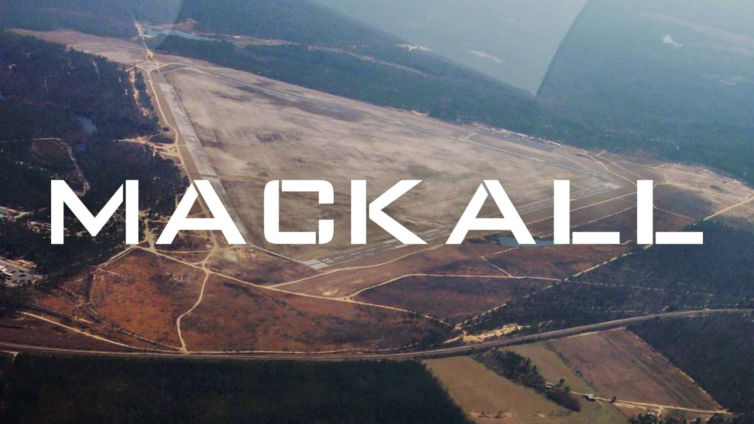 Aerial view of a large airfield with 