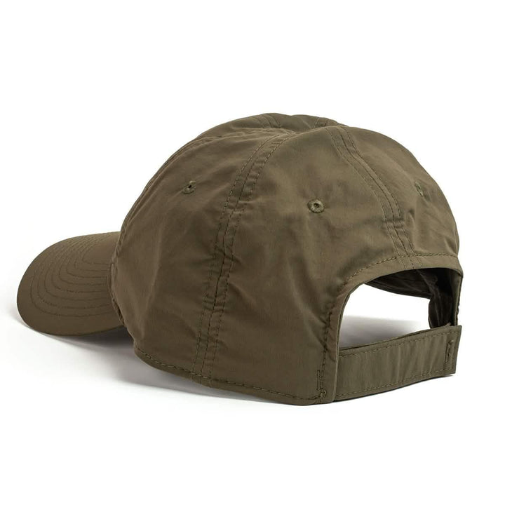 GORUCK olive green tactical cap with adjustable strap, lightweight rucking gear