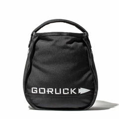 GORUCK Sand Kettlebells with a white logo and carrying handle, featuring an endurance design that resembles a portable kettlebell, isolated on a white background.
